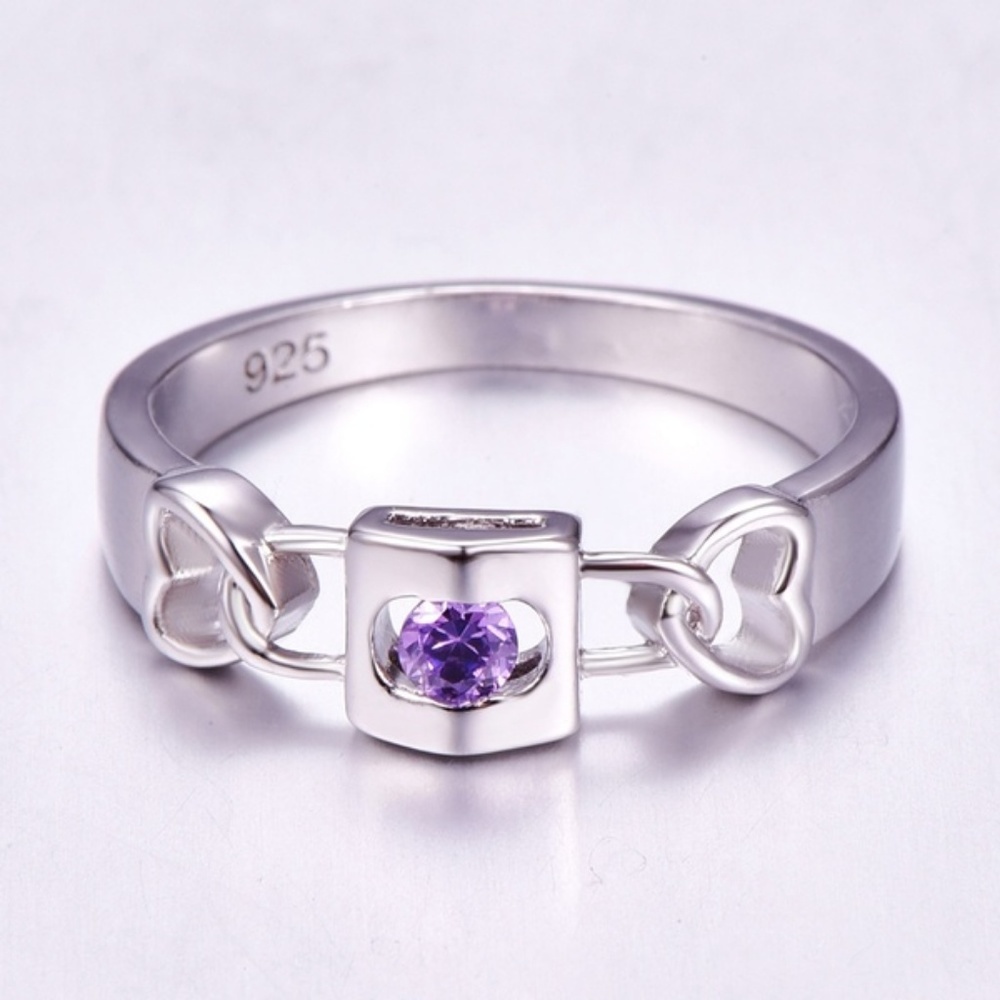 UNIQUE INTERLOCKING AMETHYST SILVER925 DESIGN RING - Picture 4 of 8